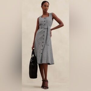 Banana Republic Gray Pinstripe Midi Dress